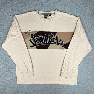 SouthPole T Shirt Mens Extra Large Beige Graffiti Long Sleeve Tee Vintage Y2K